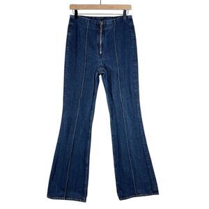 Helmut Lang High-Rise Exposed Zip Flare Jeans Dark Wash Women’s Size 28